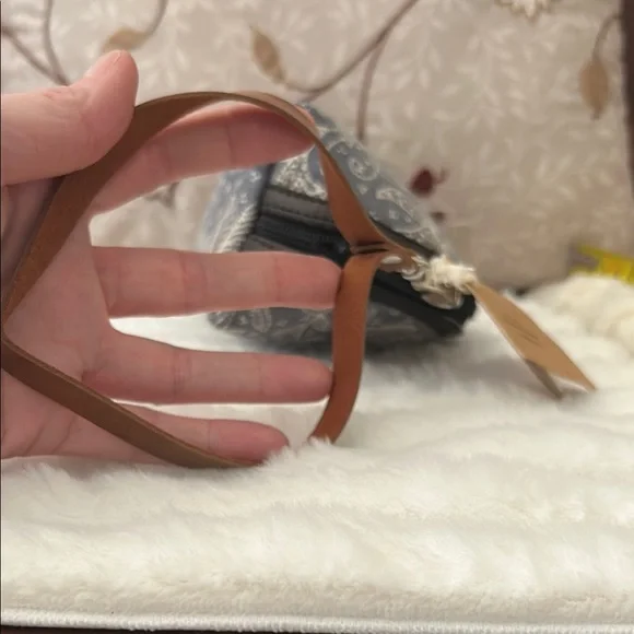 John Erdos Gallery Boho Artisan Wristlet Makeup Bag Cosmetic Pouch Leather Strap - Picture 8 of 9